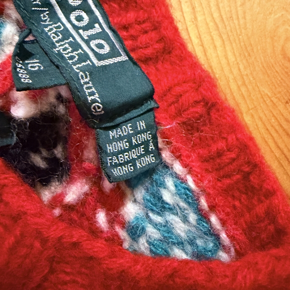 Vintage Rare Ralph Lauren Hand-Knit Nordic Snowflake 90s Polo Sweater - Picture 4 of 8